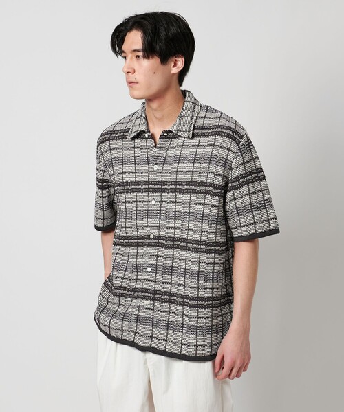 BROCHURE houyhnhnm コラボ ダークブラウン チェックシャツ LIMITEDオーバーサイズチェックシャツ（GREEN×BURGUNDY