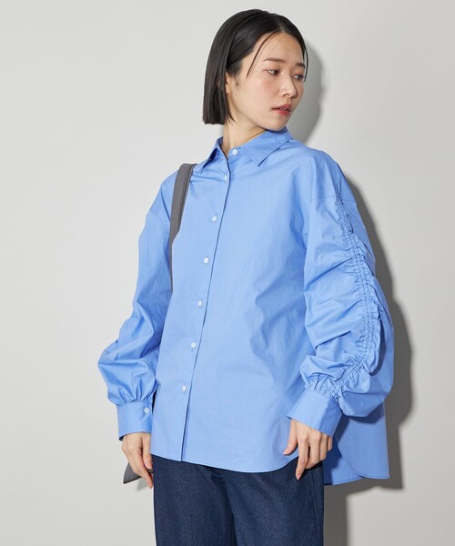 CITEN（シテン）の「＜CITEN＞ソデギャザーシャツ（シャツ/ブラウス・レディース・ライトブルー/オフホワイト/ワイン・FREE）」の22枚目の写真