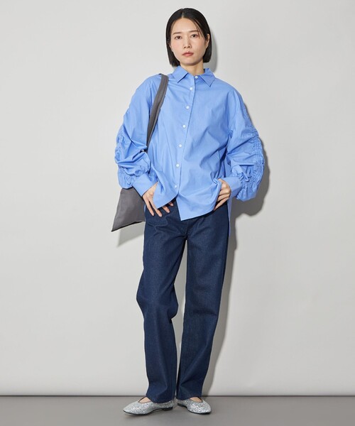 CITEN（シテン）の「＜CITEN＞ソデギャザーシャツ（シャツ/ブラウス・レディース・ライトブルー/オフホワイト/ワイン・FREE）」の20枚目の写真