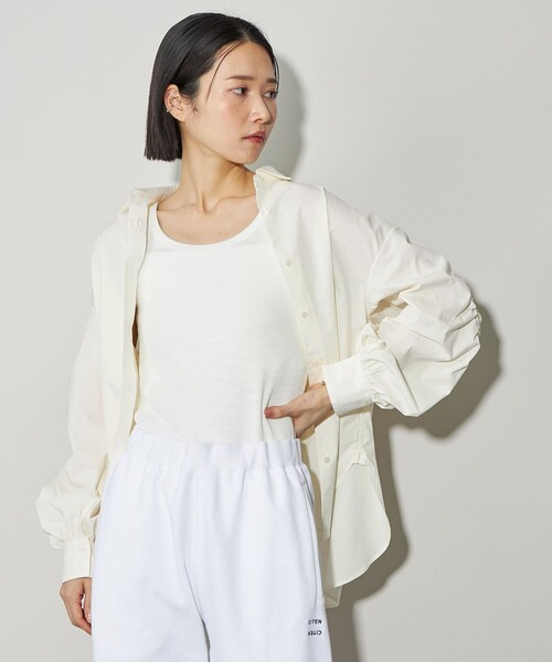 CITEN（シテン）の「＜CITEN＞ソデギャザーシャツ（シャツ/ブラウス・レディース・ライトブルー/オフホワイト/ワイン・FREE）」の17枚目の写真