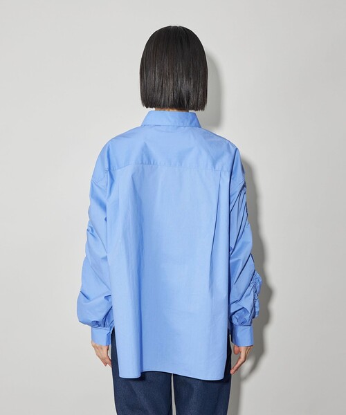 CITEN（シテン）の「＜CITEN＞ソデギャザーシャツ（シャツ/ブラウス・レディース・ライトブルー/オフホワイト/ワイン・FREE）」の11枚目の写真