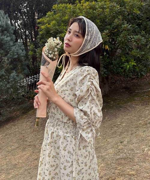 AS KNOW AS plus(アズノゥアズプラス)の「●リボンとキラ釦5分袖ワンピース(ワンピース・レディース・ブラック系/アイボリー系/ピンク系/ブラック/ブルーグレー/ブルー系その他/ブラック系1/アイボリー系1/ブラック系その他・FREE)」の7枚目の写真