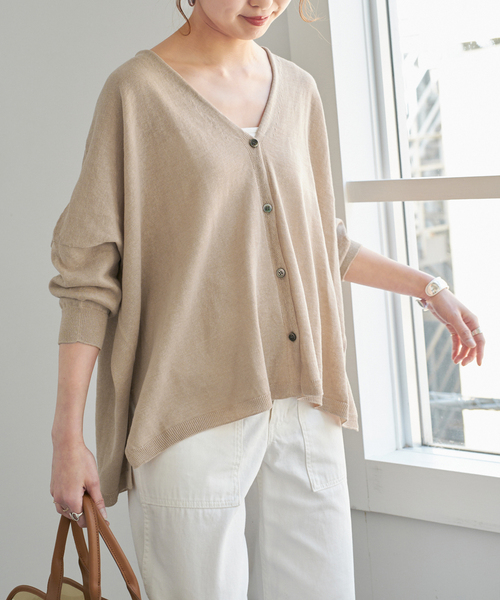 Spick & Span（スピックアンドスパン）の「ギマコットンオーバーサイズカーディガン（カーディガン/ボレロ・レディース・ブルー/ベージュ系その他/ブラック・FREE）」の19枚目の写真