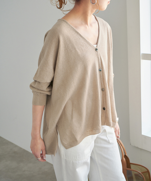 Spick & Span（スピックアンドスパン）の「ギマコットンオーバーサイズカーディガン（カーディガン/ボレロ・レディース・ブルー/ベージュ系その他/ブラック・FREE）」の20枚目の写真