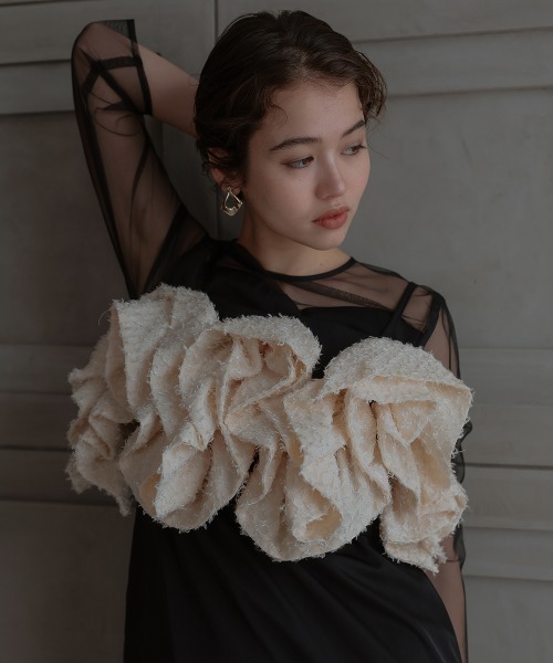 Callarus(カラルス)の「カットジャガードビスチェデザインワンピースドレス〔Callarus〕(ドレス・レディース・ブラック/ブラック系その他/モカ・M/L)」の11枚目の写真
