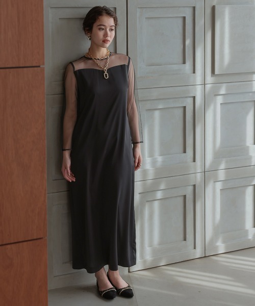 Callarus(カラルス)の「カットジャガードビスチェデザインワンピースドレス〔Callarus〕(ドレス・レディース・ブラック/ブラック系その他/モカ・M/L)」の17枚目の写真