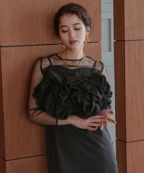 Callarus(カラルス)の「カットジャガードビスチェデザインワンピースドレス〔Callarus〕(ドレス・レディース・ブラック/ブラック系その他/モカ・M/L)」の21枚目の写真