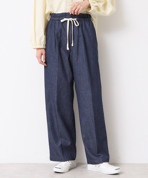 Dessin（デッサン）の「【ウエストゴム・洗える】リネンブレンドデニム調イージーパンツ（XS～L）（その他パンツ・レディース・ライトブルー/ブルー/ネイビー・02/01/00/03）」の2枚目の写真