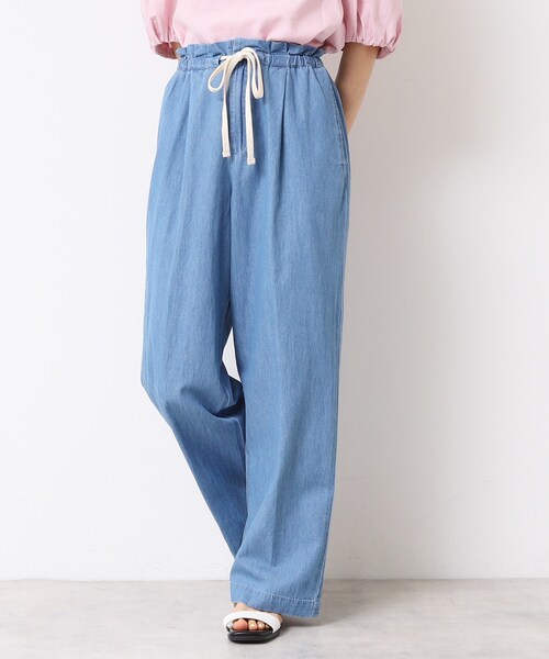 Dessin（デッサン）の「【ウエストゴム・洗える】リネンブレンドデニム調イージーパンツ（XS～L）（その他パンツ・レディース・ライトブルー/ブルー/ネイビー・02/01/00/03）」の4枚目の写真