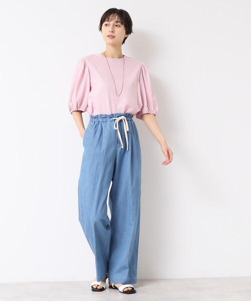 Dessin（デッサン）の「【ウエストゴム・洗える】リネンブレンドデニム調イージーパンツ（XS～L）（その他パンツ・レディース・ライトブルー/ブルー/ネイビー・02/01/00/03）」の6枚目の写真