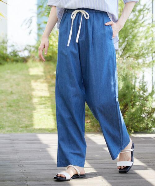 Dessin（デッサン）の「【ウエストゴム・洗える】リネンブレンドデニム調イージーパンツ（XS～L）（その他パンツ・レディース・ライトブルー/ブルー/ネイビー・02/01/00/03）」の12枚目の写真