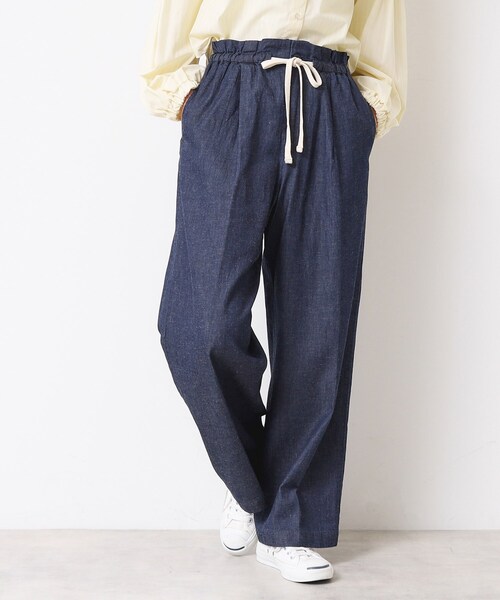 Dessin（デッサン）の「【ウエストゴム・洗える】リネンブレンドデニム調イージーパンツ（XS～L）（その他パンツ・レディース・ライトブルー/ブルー/ネイビー・02/01/00/03）」の15枚目の写真
