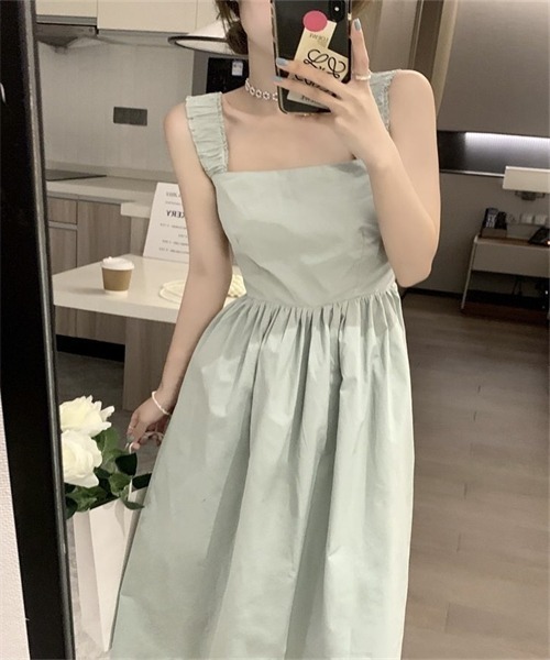 FREE STYLISTS(フリー スタイリスト)の「Aラインキャミワンピース(ワンピース・レディース・ブラック/ホワイト/ライトグリーン・M/L)」の10枚目の写真