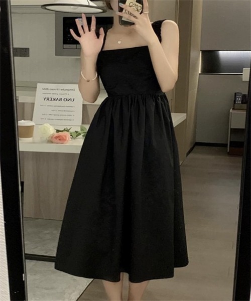 FREE STYLISTS(フリー スタイリスト)の「Aラインキャミワンピース(ワンピース・レディース・ブラック/ホワイト/ライトグリーン・M/L)」の15枚目の写真