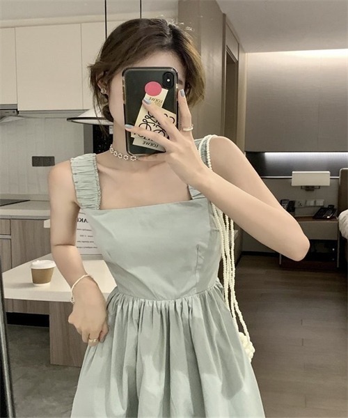 FREE STYLISTS(フリー スタイリスト)の「Aラインキャミワンピース(ワンピース・レディース・ブラック/ホワイト/ライトグリーン・M/L)」の9枚目の写真