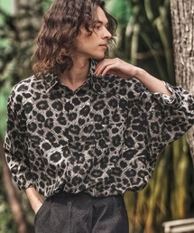 CAMBIO(JrI)ms6056-Leopard and Dobby Jacquard Fly Front 3-4 Sleeve Shirts Vc(Vc/uEX)