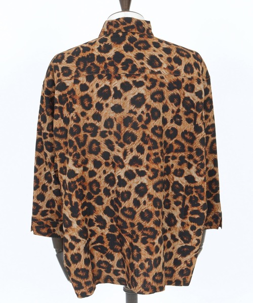CAMBIO(カンビオ)の「ms6056-Leopard and Dobby Jacquard Fly Front 3-4 Sleeve Shirts 七分袖シャツ(シャツ/ブラウス・メンズ・キャメル/チャコール・S/M/L)」の17枚目の写真