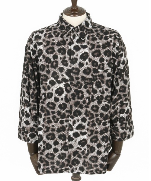 CAMBIO(カンビオ)の「ms6056-Leopard and Dobby Jacquard Fly Front 3-4 Sleeve Shirts 七分袖シャツ(シャツ/ブラウス・メンズ・キャメル/チャコール・S/M/L)」の19枚目の写真