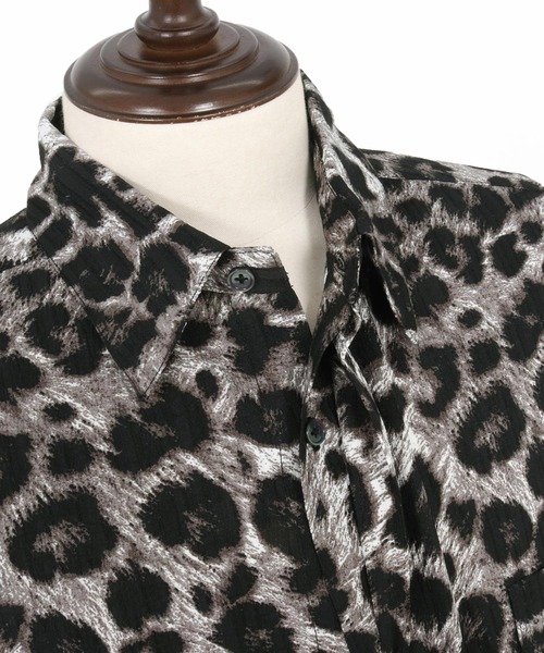CAMBIO(カンビオ)の「ms6056-Leopard and Dobby Jacquard Fly Front 3-4 Sleeve Shirts 七分袖シャツ(シャツ/ブラウス・メンズ・キャメル/チャコール・S/M/L)」の22枚目の写真