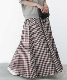 Cinderella（シンデレラ）の「ギンガムチェック スカート 赤 ロング マキシ丈 レディース 春 夏 秋 冬 カジュアル ロングスカート マキシ丈スカート ゆったり 薄手 大きいサイズ ロング丈 ボトムス ゴム レトロ 可愛い おしゃれ 20代 30代 40代（スカート）」