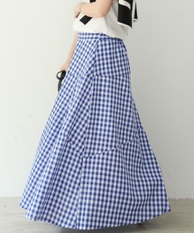 ギンガムチェック スカート 赤 ロング マキシ丈 レディース 春 夏 秋 冬 カジュアル ロングスカート マキシ丈スカート ゆったり 薄手 大きいサイズ ロング丈 ボトムス ゴム レトロ 可愛い おしゃれ 20代 30代 40代