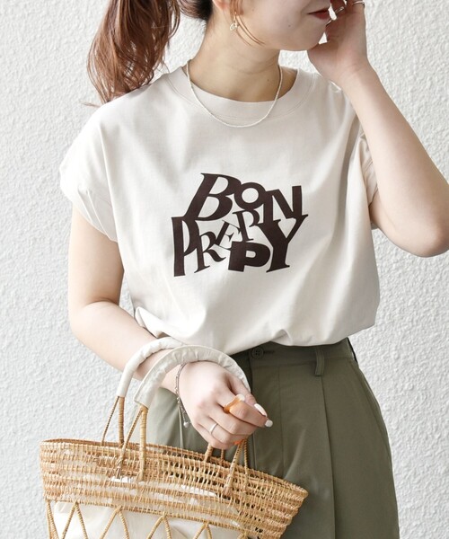 SHIPS any(シップス エニィ)の「SHIPS any:〈洗濯機可能〉PREPPY ロゴ プリント フレンチスリーブ TEE(Tシャツ/カットソー・レディース・ベージュ/ブラウン/ホワイト系1/ホワイト系2/ホワイト系3・ONE SIZE)」の5枚目の写真