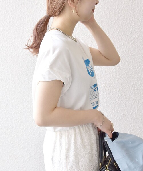 SHIPS any(シップス エニィ)の「SHIPS any:〈洗濯機可能〉PREPPY ロゴ プリント フレンチスリーブ TEE(Tシャツ/カットソー・レディース・ベージュ/ブラウン/ホワイト系1/ホワイト系2/ホワイト系3・ONE SIZE)」の11枚目の写真