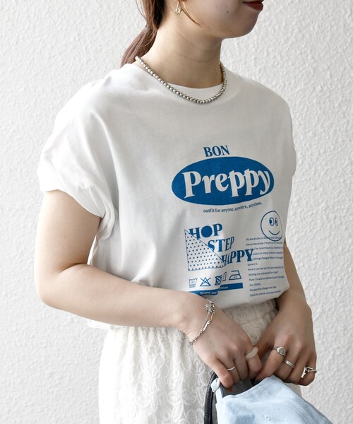 SHIPS any(シップス エニィ)の「SHIPS any:〈洗濯機可能〉PREPPY ロゴ プリント フレンチスリーブ TEE(Tシャツ/カットソー・レディース・ベージュ/ブラウン/ホワイト系1/ホワイト系2/ホワイト系3・ONE SIZE)」の12枚目の写真
