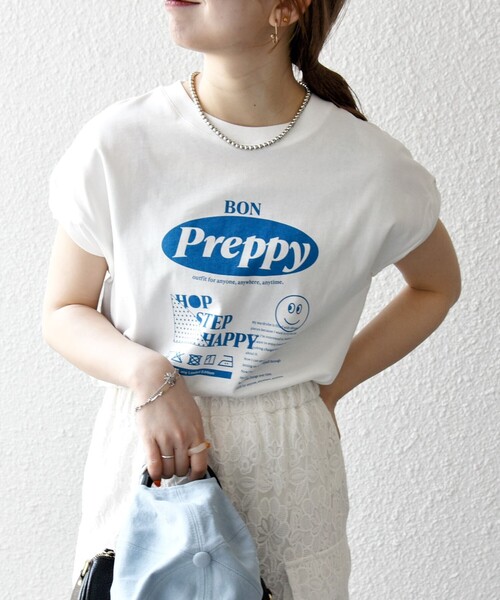 SHIPS any(シップス エニィ)の「SHIPS any:〈洗濯機可能〉PREPPY ロゴ プリント フレンチスリーブ TEE(Tシャツ/カットソー・レディース・ベージュ/ブラウン/ホワイト系1/ホワイト系2/ホワイト系3・ONE SIZE)」の13枚目の写真