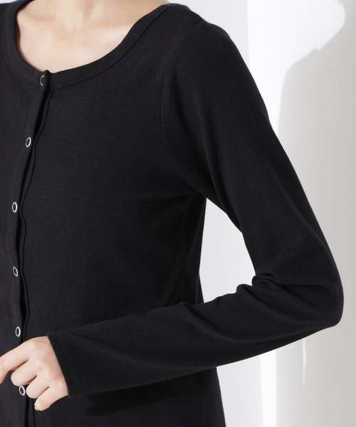NANO universe（ナノユニバース）の「前後2wayクルーネックリブカットカーディガン（カーディガン/ボレロ・レディース・グリーン系その他4/ブラック/ホワイト・FREE）」の16枚目の写真