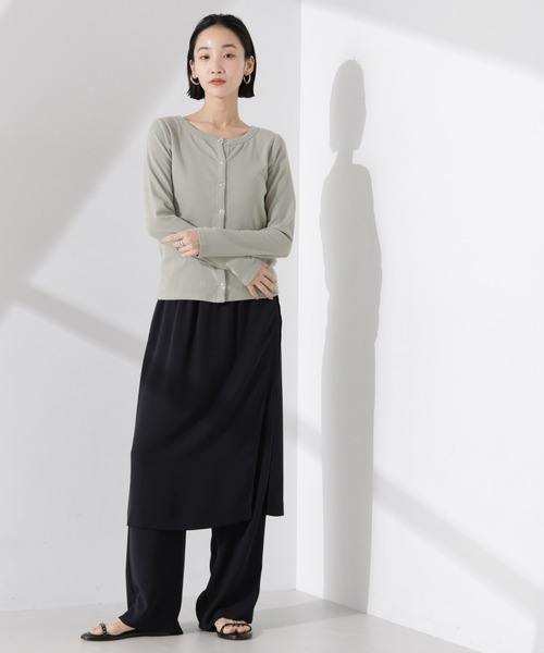 NANO universe（ナノユニバース）の「前後2wayクルーネックリブカットカーディガン（カーディガン/ボレロ・レディース・グリーン系その他4/ブラック/ホワイト・FREE）」の7枚目の写真