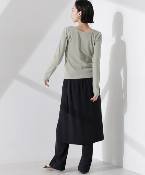 NANO universe（ナノユニバース）の「前後2wayクルーネックリブカットカーディガン（カーディガン/ボレロ・レディース・グリーン系その他4/ブラック/ホワイト・FREE）」の8枚目の写真