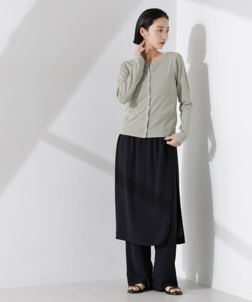 NANO universe（ナノユニバース）の「前後2wayクルーネックリブカットカーディガン（カーディガン/ボレロ・レディース・グリーン系その他4/ブラック/ホワイト・FREE）」の10枚目の写真