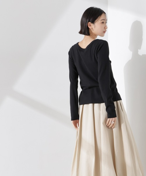 NANO universe（ナノユニバース）の「前後2wayクルーネックリブカットカーディガン（カーディガン/ボレロ・レディース・グリーン系その他4/ブラック/ホワイト・FREE）」の21枚目の写真