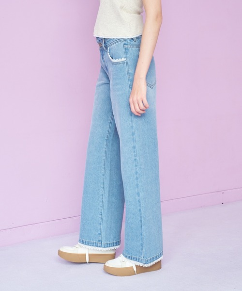 ポイントレースデニムパンツ（デニムパンツ）｜Poika（ポイカ