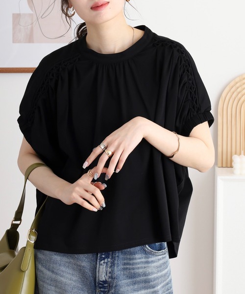tシャツ EGLANTINE スモッキング立体刺繍カットソー レディース セール】EGLANTINE スモッキング立体刺繍カットソー（Tシャツ