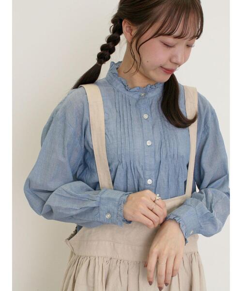 Samansa Mos2（サマンサ モスモス）の「柄アソートフリルピンタックブラウス（シャツ/ブラウス・レディース・グレー/ブルー/ブラック/レッド・F）」の7枚目の写真