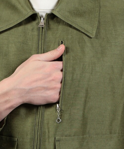 TOMORROWLAND （トゥモローランド）の「リネンキュプラ ジップアップブルゾン（ブルゾン・メンズ・ライトグレー/グリーン・S/M/L）」の14枚目の写真
