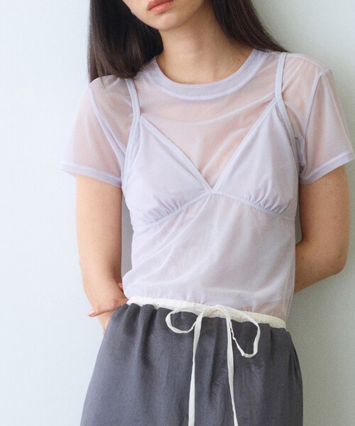 CODE A(コードエー)の「Organic Basics|Mesh cami(タンクトップ・レディース・サンドベージュ/パープル/ブラック・00)」の3枚目の写真