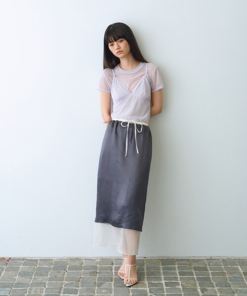 CODE A(コードエー)の「Organic Basics|Mesh cami(タンクトップ・レディース・サンドベージュ/パープル/ブラック・00)」の9枚目の写真