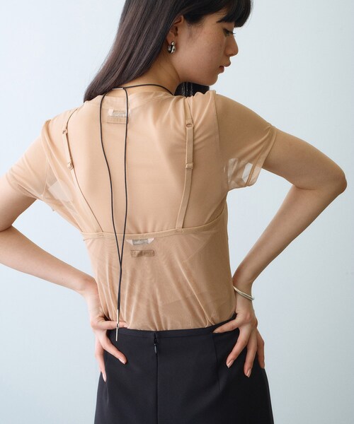 CODE A(コードエー)の「Organic Basics|Mesh cami(タンクトップ・レディース・サンドベージュ/パープル/ブラック・00)」の5枚目の写真