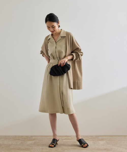 ROPE'(ロペ)の「【洗える】サファリシャツワンピース(ワンピース・レディース・ネイビー/ベージュ・38/36)」の3枚目の写真