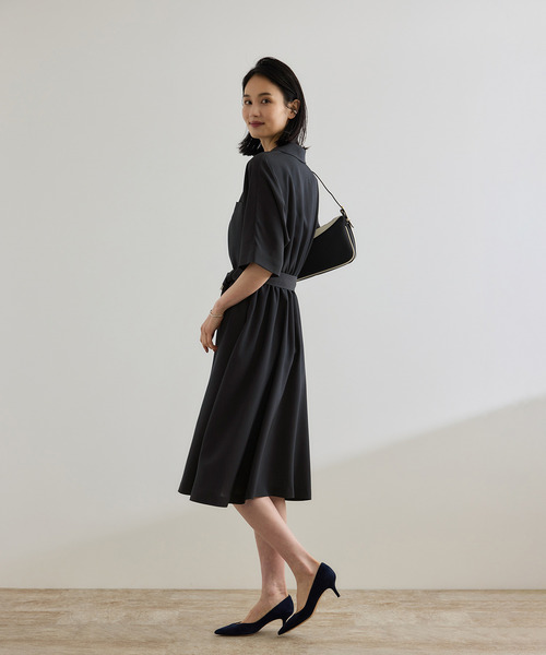 ROPE'(ロペ)の「【洗える】サファリシャツワンピース(ワンピース・レディース・ネイビー/ベージュ・38/36)」の5枚目の写真