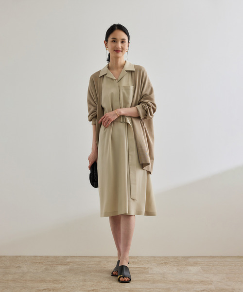 ROPE'(ロペ)の「【洗える】サファリシャツワンピース(ワンピース・レディース・ネイビー/ベージュ・38/36)」の8枚目の写真