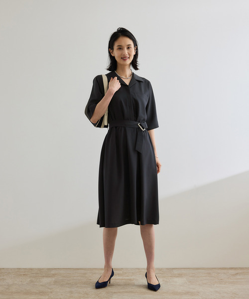 ROPE'(ロペ)の「【洗える】サファリシャツワンピース(ワンピース・レディース・ネイビー/ベージュ・38/36)」の9枚目の写真