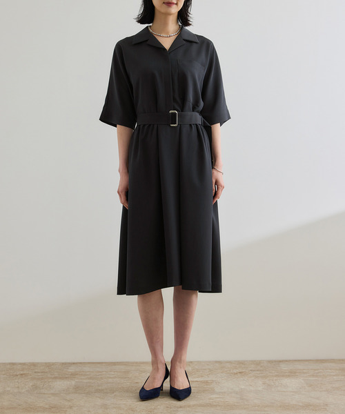 ROPE'(ロペ)の「【洗える】サファリシャツワンピース(ワンピース・レディース・ネイビー/ベージュ・38/36)」の12枚目の写真