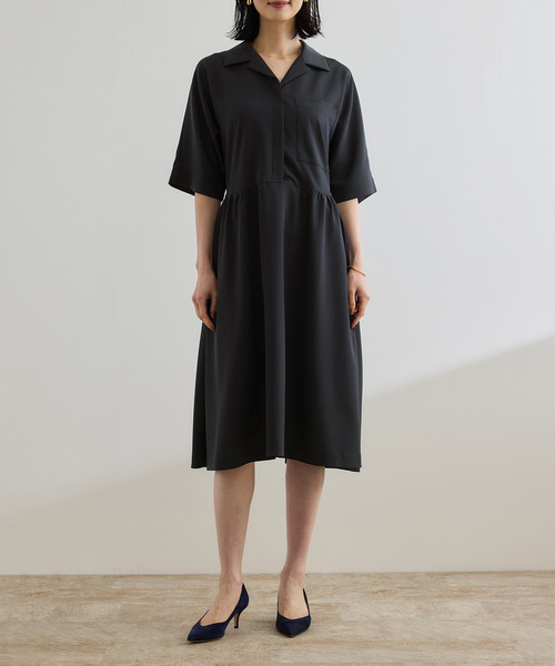 ROPE'(ロペ)の「【洗える】サファリシャツワンピース(ワンピース・レディース・ネイビー/ベージュ・38/36)」の4枚目の写真