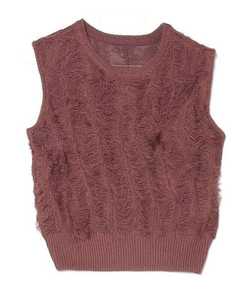 Per sist ence（パーシエンス）の「フリンジニットノースリーブトップス（Tシャツ/カットソー・レディース・アイボリー/ブラック/ブラウン/ベージュ系/グリーン・ONE SIZE）」の3枚目の写真