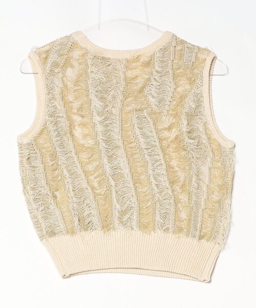 Per sist ence（パーシエンス）の「フリンジニットノースリーブトップス（Tシャツ/カットソー・レディース・アイボリー/ブラック/ブラウン/ベージュ系/グリーン・ONE SIZE）」の6枚目の写真