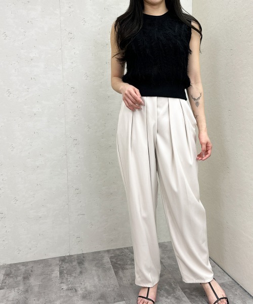 Per sist ence(パーシエンス)の「フリンジニットノースリーブトップス(Tシャツ/カットソー・レディース・アイボリー/ブラック/ブラウン/ベージュ系/グリーン・ONE SIZE)」の12枚目の写真